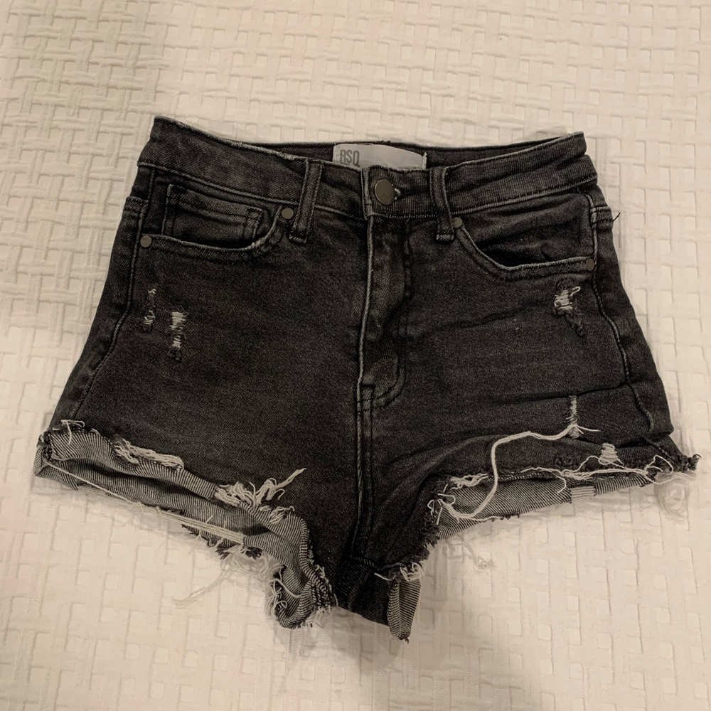 black distressed jean shorts